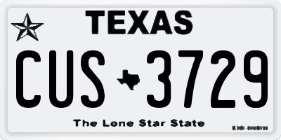 TX license plate CUS3729