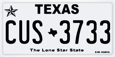 TX license plate CUS3733