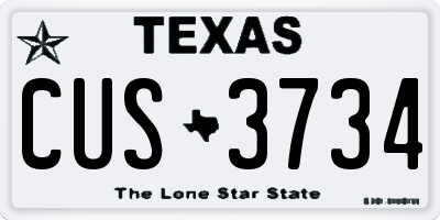 TX license plate CUS3734