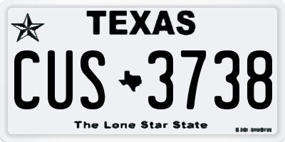 TX license plate CUS3738