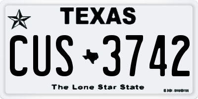 TX license plate CUS3742
