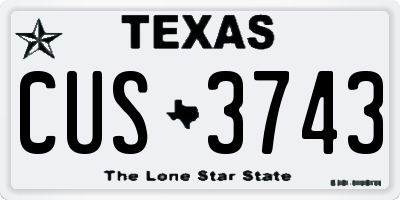 TX license plate CUS3743