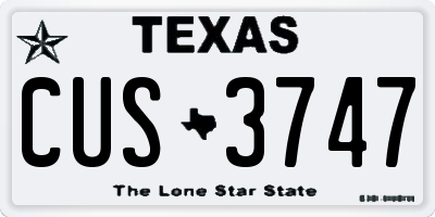 TX license plate CUS3747
