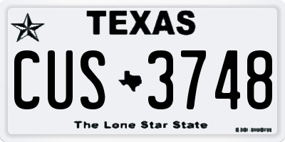 TX license plate CUS3748