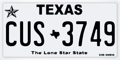 TX license plate CUS3749