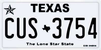 TX license plate CUS3754
