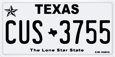TX license plate CUS3755