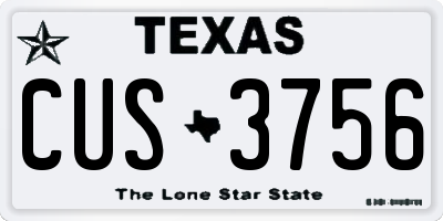 TX license plate CUS3756