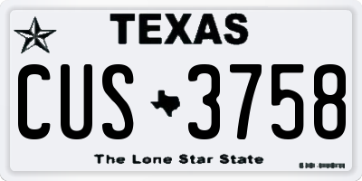 TX license plate CUS3758