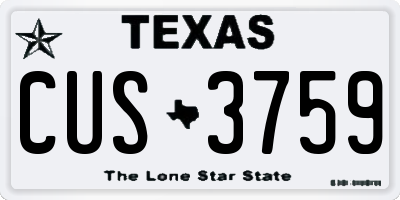 TX license plate CUS3759