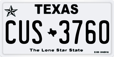 TX license plate CUS3760