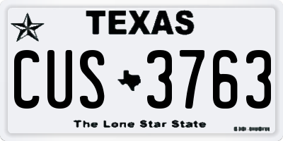 TX license plate CUS3763