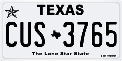 TX license plate CUS3765