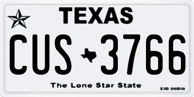 TX license plate CUS3766