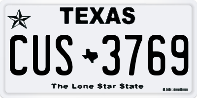 TX license plate CUS3769