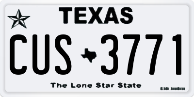 TX license plate CUS3771