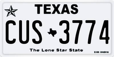 TX license plate CUS3774