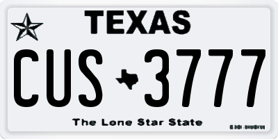 TX license plate CUS3777