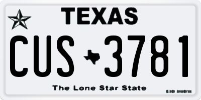 TX license plate CUS3781