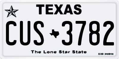 TX license plate CUS3782