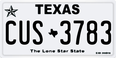 TX license plate CUS3783