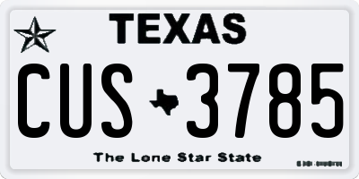 TX license plate CUS3785