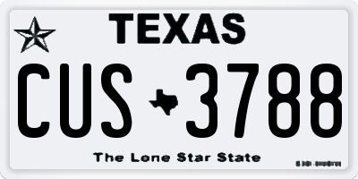 TX license plate CUS3788