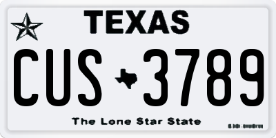 TX license plate CUS3789