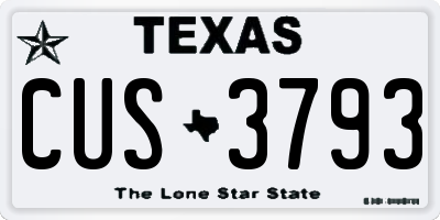 TX license plate CUS3793