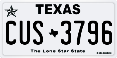 TX license plate CUS3796