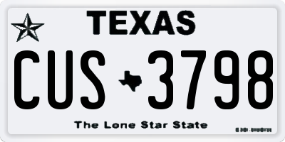 TX license plate CUS3798