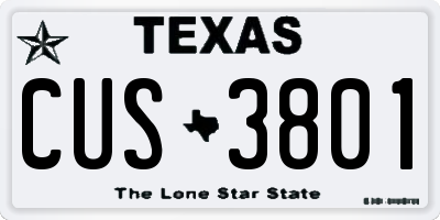TX license plate CUS3801