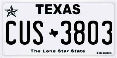 TX license plate CUS3803