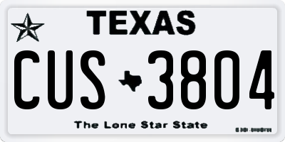 TX license plate CUS3804