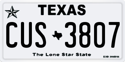 TX license plate CUS3807