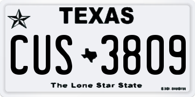 TX license plate CUS3809
