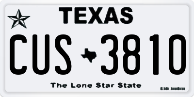 TX license plate CUS3810
