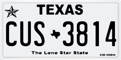 TX license plate CUS3814