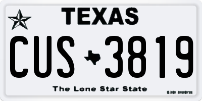 TX license plate CUS3819