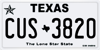 TX license plate CUS3820
