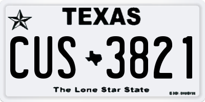 TX license plate CUS3821