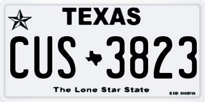 TX license plate CUS3823