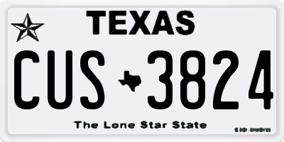TX license plate CUS3824