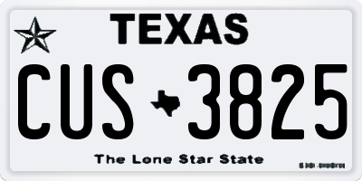 TX license plate CUS3825