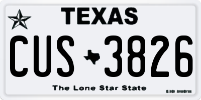TX license plate CUS3826