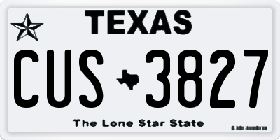 TX license plate CUS3827