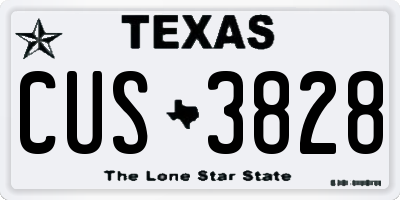 TX license plate CUS3828