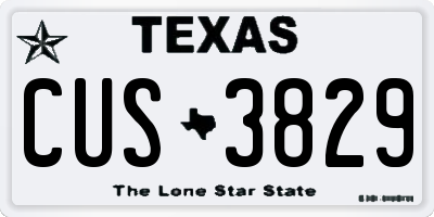 TX license plate CUS3829