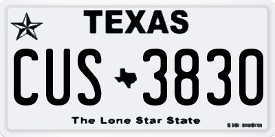 TX license plate CUS3830