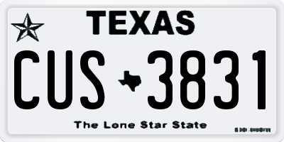 TX license plate CUS3831